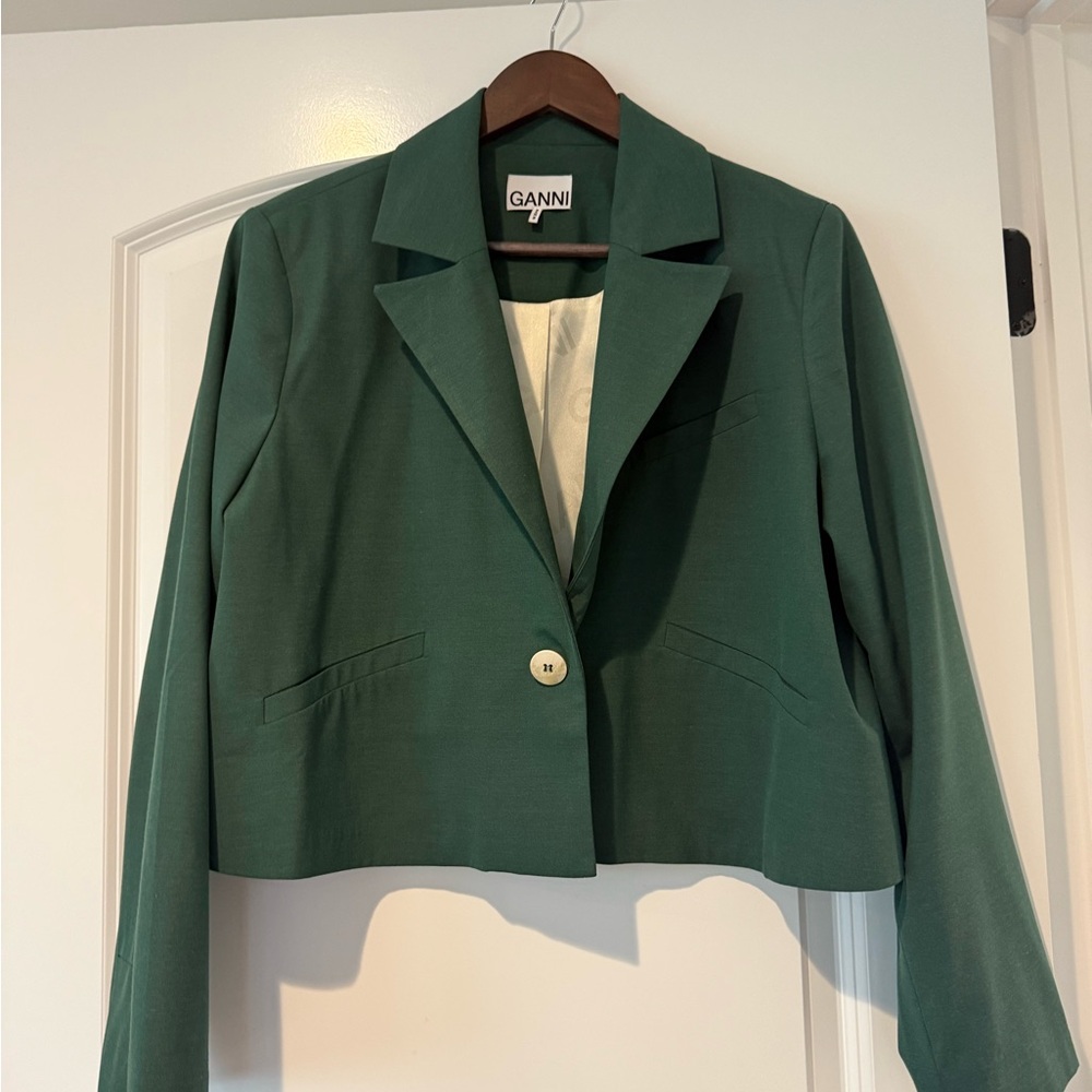 NWT Ganni Women's Deep Green Blazer